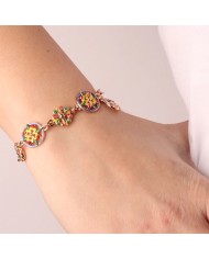 Bracciale in Metallo con maioliche siciliane e smalti colorati