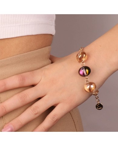 Bracciale in Metallo con cristalli colorati di Murano