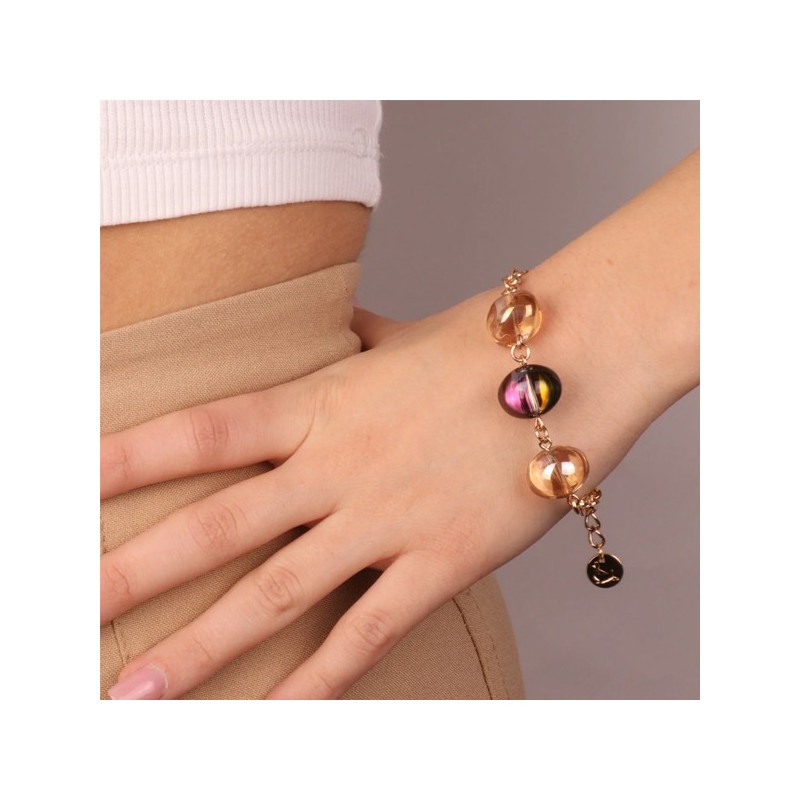 Bracciale in Metallo con cristalli colorati di Murano