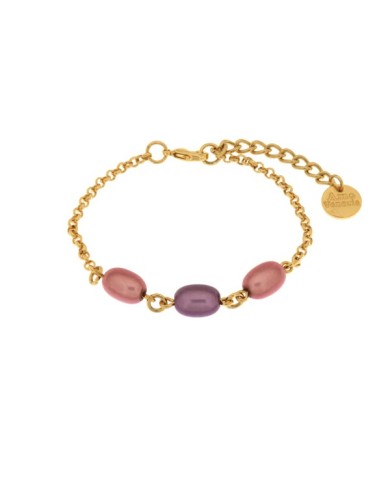 Bracciale in Metallo con cristalli rosa ispirati al vetro di Murano