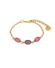 Bracciale in Metallo con cristalli rosa ispirati al vetro di Murano