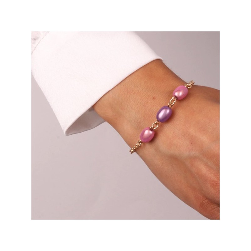 Bracciale in Metallo con cristalli rosa ispirati al vetro di Murano