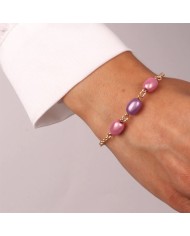 Bracciale in Metallo con cristalli rosa ispirati al vetro di Murano