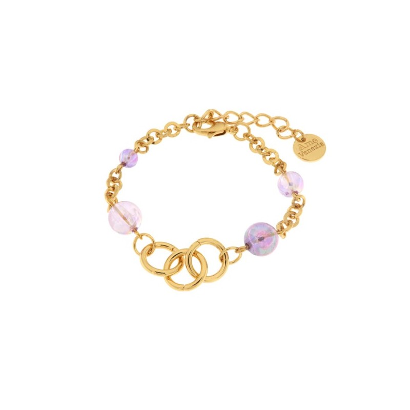 Bracciale in Metallo con cristalli viola ispirati al vetro di Murano