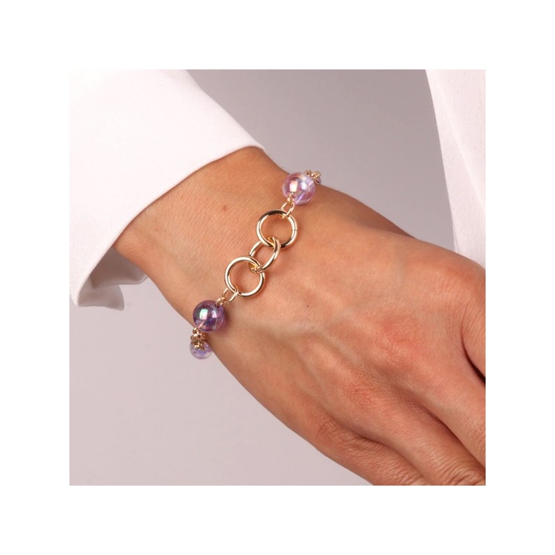 Bracciale in Metallo con cristalli viola ispirati al vetro di Murano