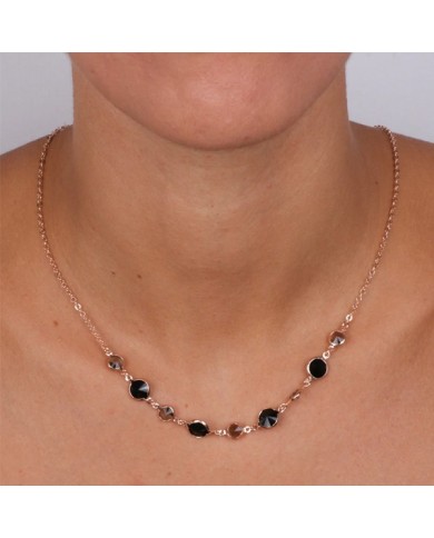 Collana in Argento 925 impreziosita da Cristalli nero e fumè