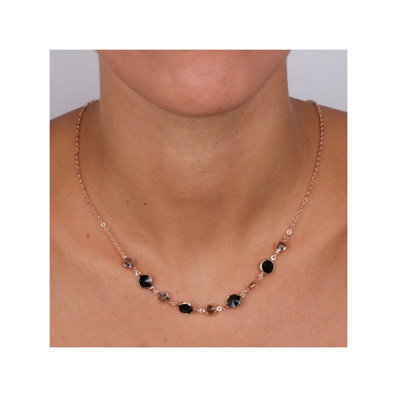 Collana in Argento 925 impreziosita da Cristalli nero e fumè