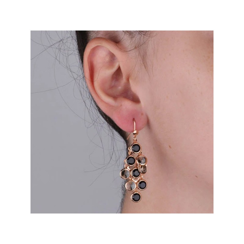 Orecchini in Argento 925 a cascata di cristalli fumè