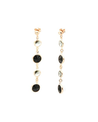 Orecchini in Argento 925 pendenti con cristalli nero e fumè