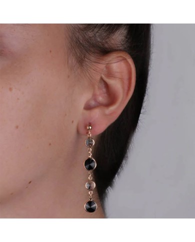 Orecchini in Argento 925 pendenti con cristalli nero e fumè