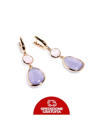 Orecchini Laguna Goccia rosa e lilla