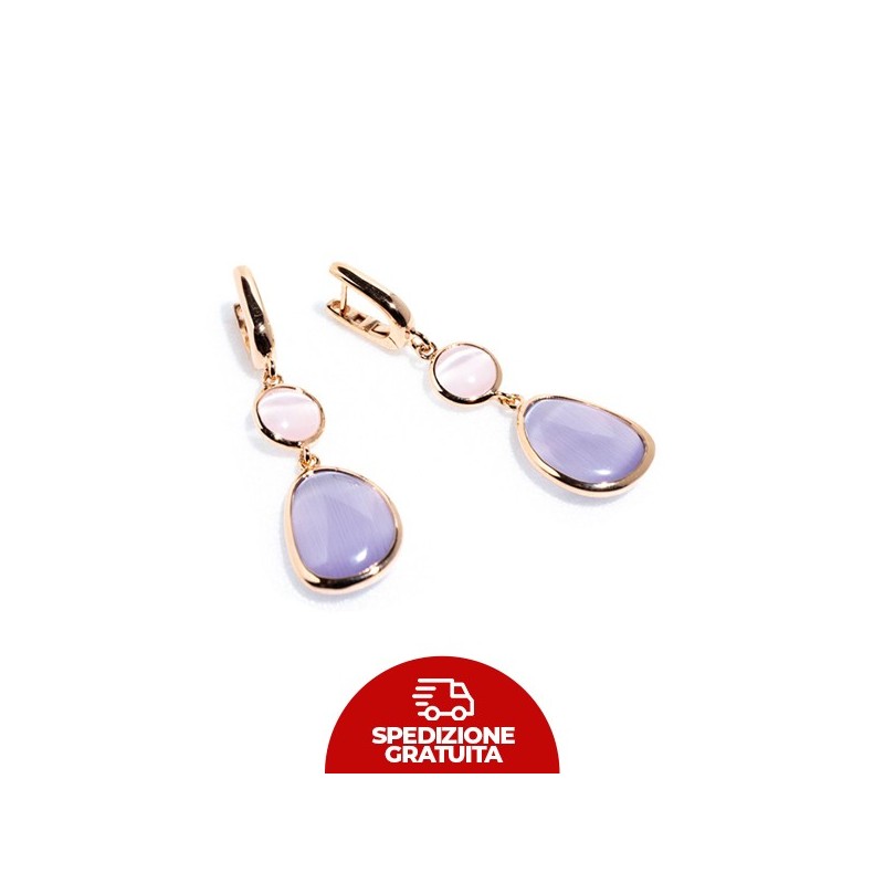 Orecchini Laguna Goccia rosa e lilla