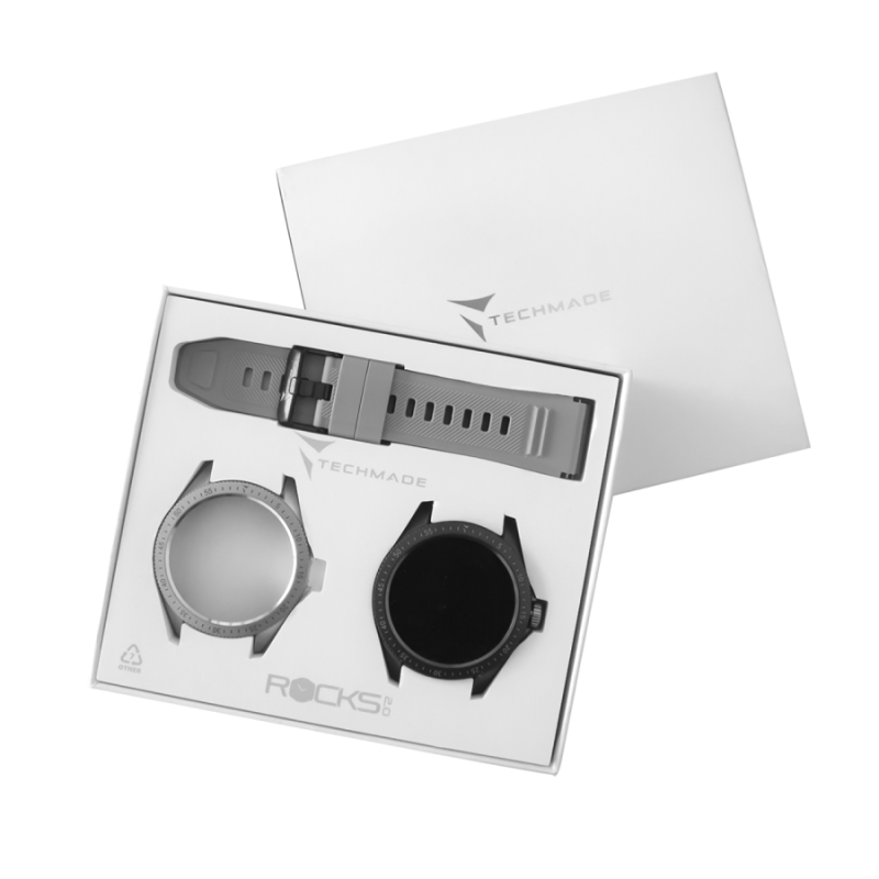 Smartwatch Rocks 2.0 con Cover Intercambiabili Cinturino Nero Cover Nera e Blu