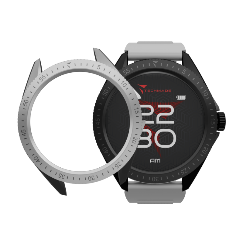 Smartwatch Rocks 2.0 con Cover Intercambiabili Cinturino Grigio Cover Nera e Silver