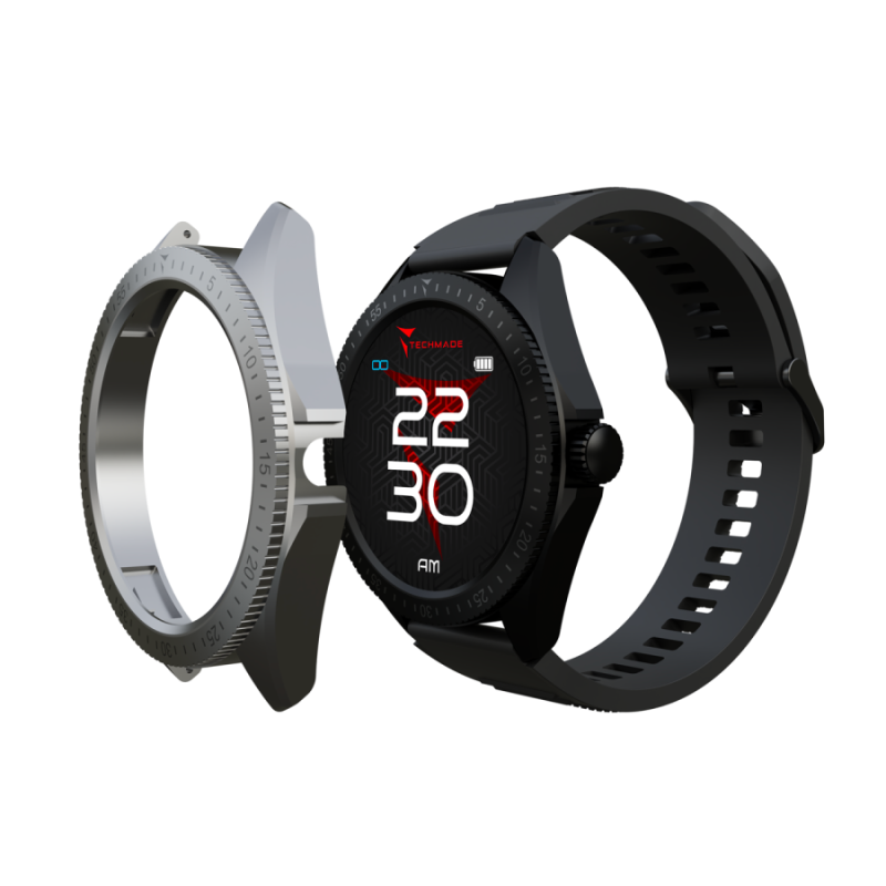 Smartwatch Rocks 2.0 con Cover Intercambiabili Cinturino Nero Cover Nera e Silver
